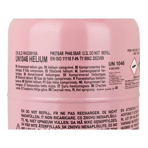 Héliumos palack rózsaszín 50 lufihoz