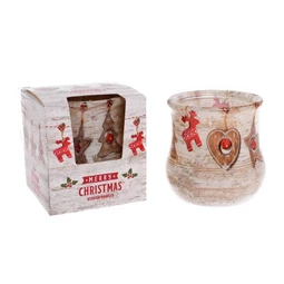 Scented candle "Merry Christmas" – glass, paraffin (white)