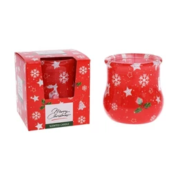 Scented candle "Merry Christmas" – glass, paraffin (red)