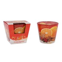 Orange & cinnamon scented candle, 115g, glass jar, paraffin