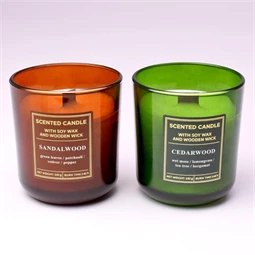 Illatgyertya üvegben - Wood 150 g 2 féle