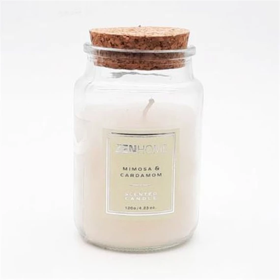 Illatgyertya üvegben, parafa fedővel - Mimóza és Kardamom 120 gr/db