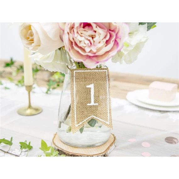 Juta asztalszámok fehér 7x10,5 cm S/20