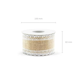 Juta szalag csipkével 5x500 cm