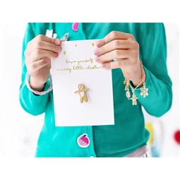 Kártya zománc kitűzővel mézeskalács figura, 10,5x14,8 cm