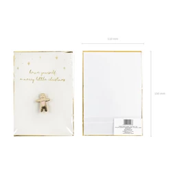 Kártya zománc kitűzővel mézeskalács figura, 10,5x14,8 cm