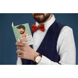 Kártya zománc kitűzővel vőlegény, 10,5x15 cm