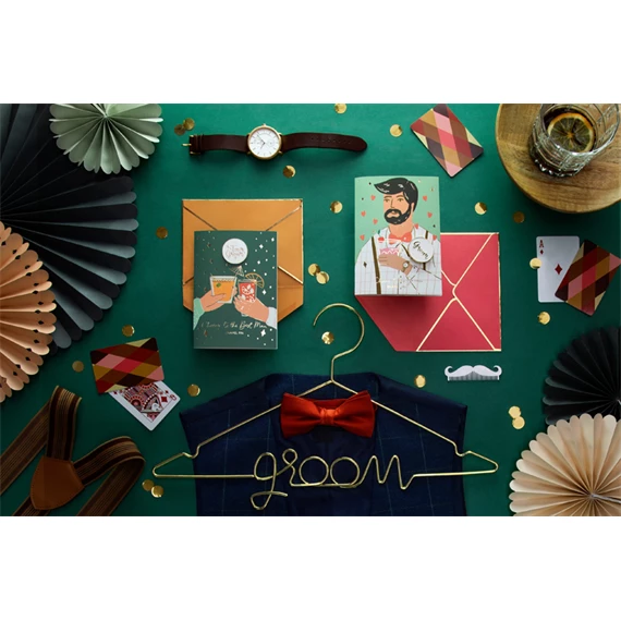 Kártya zománc kitűzővel vőlegény csapat, 10,5x15 cm