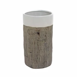 Kaspó fa mintával kerámia 12,5x12,5x22,5 cm fehér, barna