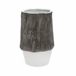 Kaspó fa mintával kerámia 13,5x13,5x21 cm fehér, barna