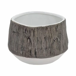 Kaspó fa mintával kerámia 13x16,5x13,5 cm fehér, barna