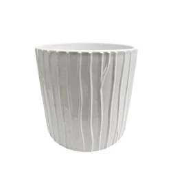 Ceramic planter with pattern, 19x17.5 cm, white
