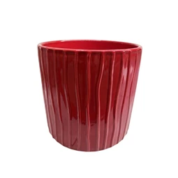 Ceramic planter with pattern, 19x17.5 cm, red
