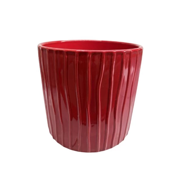 Ceramic planter with pattern, 19x17.5 cm, red