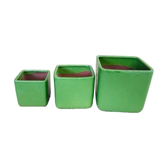 Kaspó szett szögletes kül-, beltéri, fagyálló 23x22, 18x17, 15x15 cm S/3