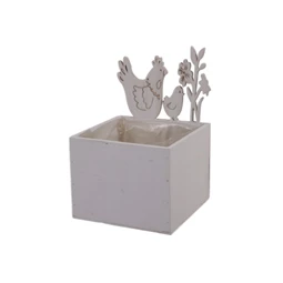 Kaspó ültethető, szögletes, csirke mintával 8,5x8,5x12,5 cm