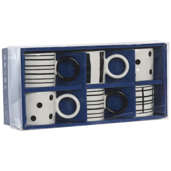 Kávés készlet, pöttyös, csíkos 25x12x7 cm S/6