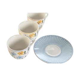 Kávés készlet virágos 11,5x11,5x6 cm 90 ml 3 féle