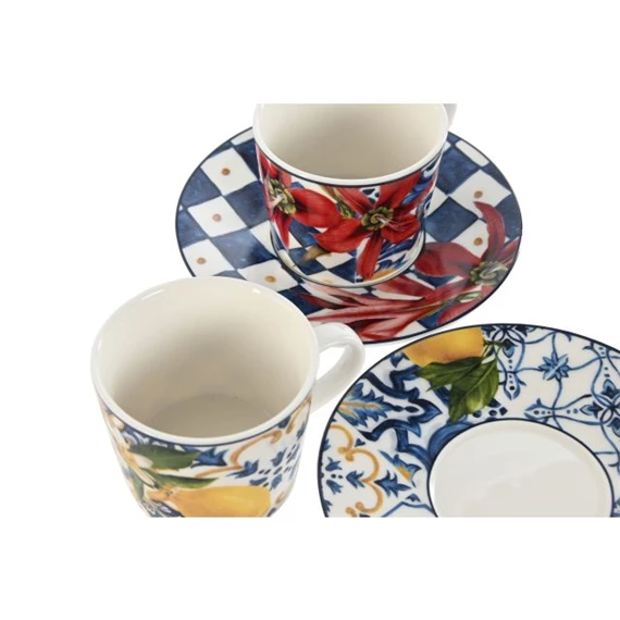 Kávés szett gyümölcs mintás 90 ml 12,5x12,5x1,5 cm 2 féle