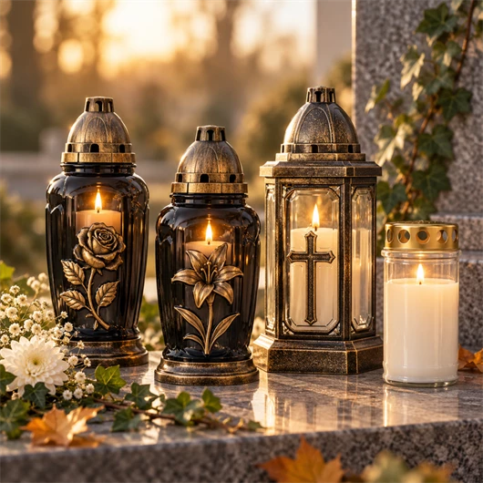 Memorial candles and grave lights