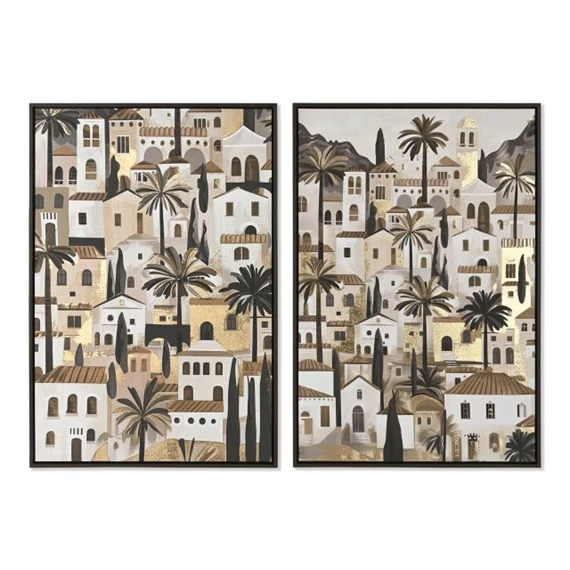 Kép házak, keretes 63x4,5x93 cm 2 féle