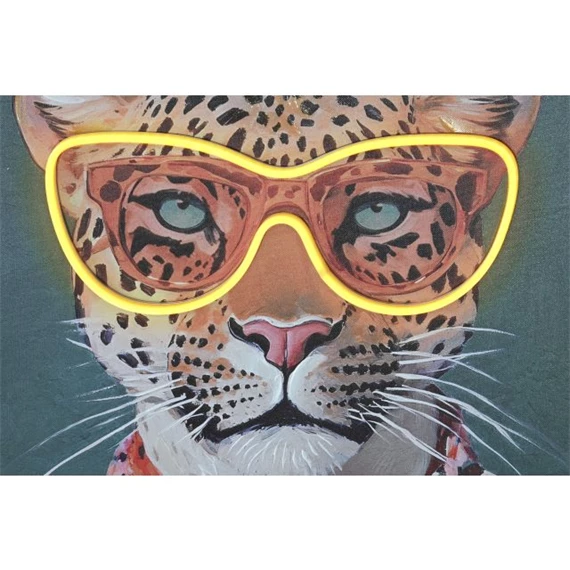 Kép keretes, LED-es gepárd, kézzel festett 63x3x93 cm 2 féle