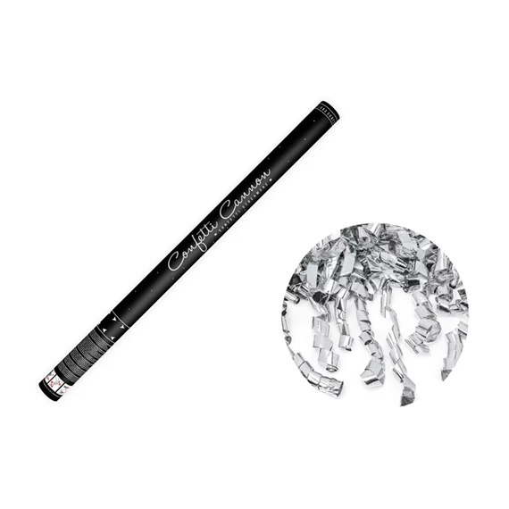 Konfetti ágyú ezüst szerpentinekkel 80 cm