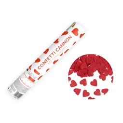 Konfetti ágyú szívekkel piros 28 cm
