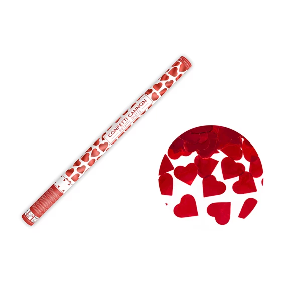 Konfetti ágyú szívekkel piros 80 cm