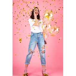 Konfetti lufi csillagokkal 30 cm arany S/6