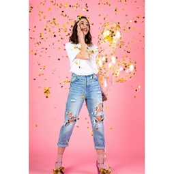 Konfetti lufi csillagokkal 30 cm arany S/6