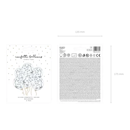 Lufi konfetti csillagokkal 30 cm ezüst S/6