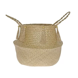 Kosár fogantyúval, bojtokkal 30x34x41 cm