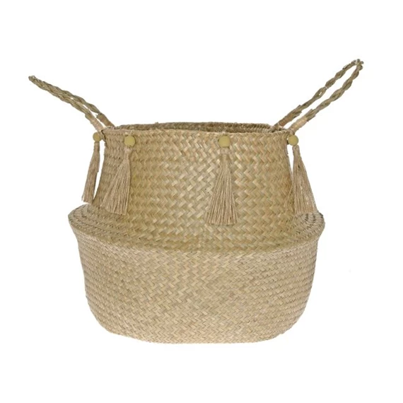 Kosár fogantyúval, bojtokkal 30x34x41 cm