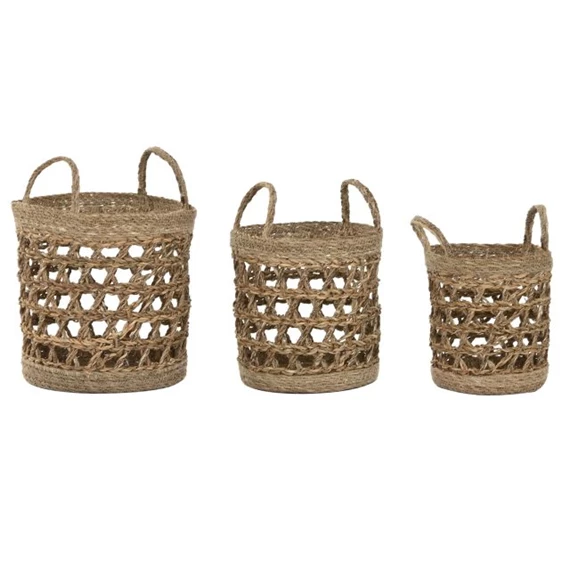 Kosár szett füllel, kerek 30x30x40 cm S/3