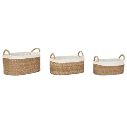 Kosár szett füllel, ovális 56x36x25 cm S/3