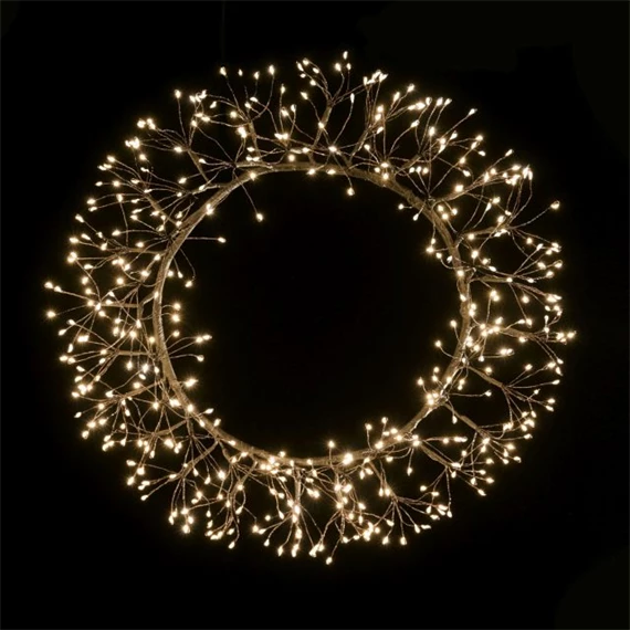 Koszorú akasztós, 600 LED-es, IP44, melegfehér 60x4x60 cm