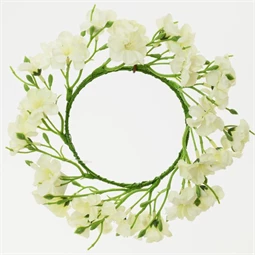 Koszorú viola virágokkal műanyag 14 cm fehér, zöld