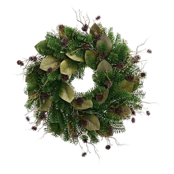Koszorú fenyővel, tobozzal, babérral 45 cm