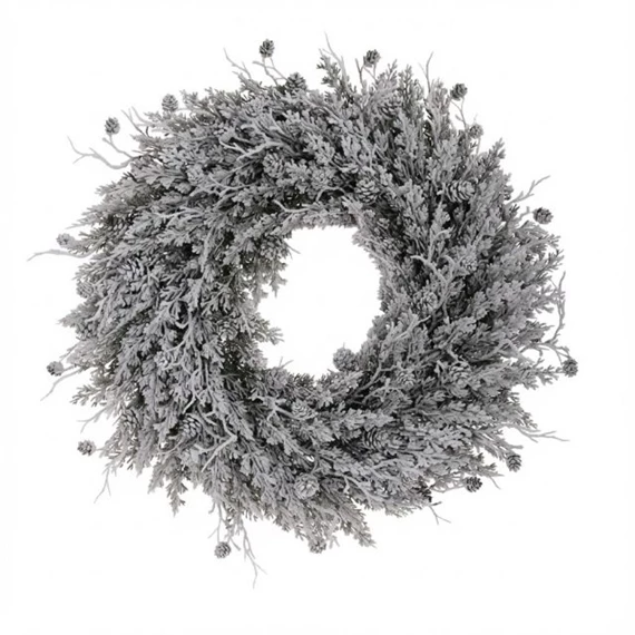 Koszorú thuja, tobozzal, havas 55 cm