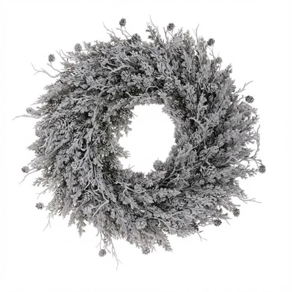Koszorú thuja, tobozzal, havas 55 cm