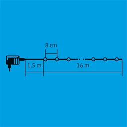 LED-es beltéri fényfüzér, 200 LED, 16 m