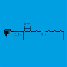 LED-es beltéri fényfüzér, 100 LED, 8 m