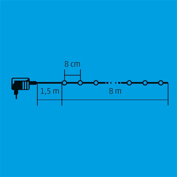 LED-es beltéri fényfüzér, 100 LED, 8 m