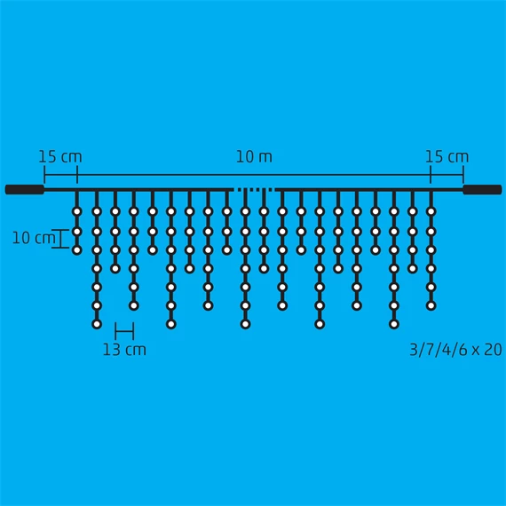 LED-es, sorolható fényfüggöny, jégcsap, 400 LED, 7x2 m