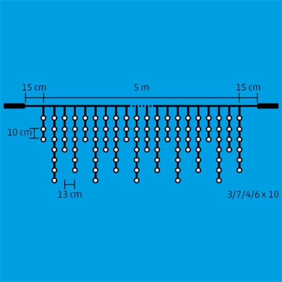 LED-es sziporkázó jégcsap fényfüggöny, 200 LED, 5 m