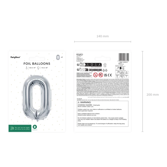 Lufi 0-ás szám fólia 72 cm ezüst