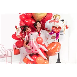 Lufi 16 hüvelykes szívek pasztell piros S/6