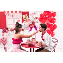 Lufi 16 hüvelykes szívek pasztell piros S/6