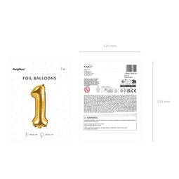 Lufi 1-es szám fólia 35 cm arany